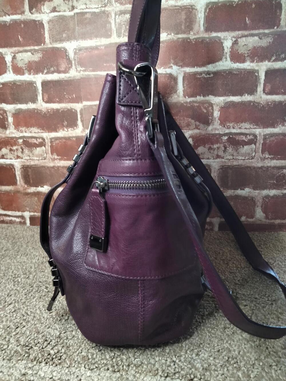 Michael Kors Darrington Shoulder Bag Large Leather Tote Plum - Picture 4 of 9